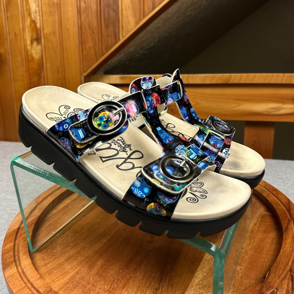 Alegria Heritage Sport Vita Sugar Skulls Sandals Black Multi Color Women 37 7